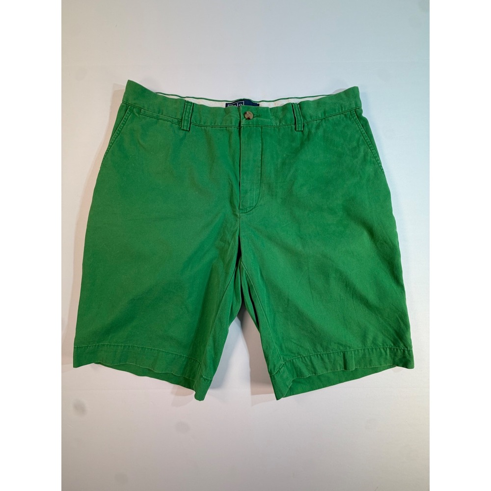 Polo Ralph Lauren Mens Green Chino Shorts Size 34 Cotton Twill Flat Front